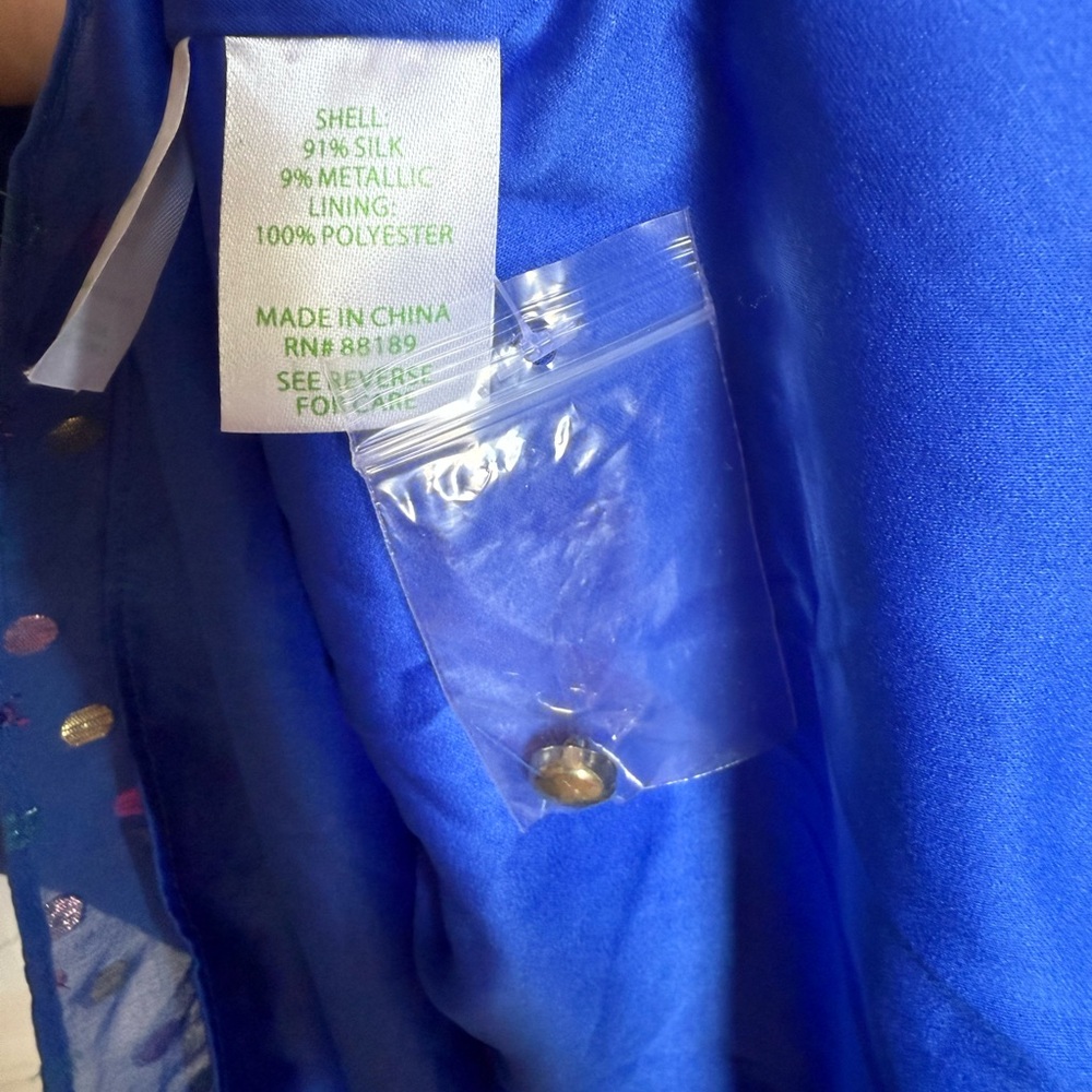 Lilly Pulitzer Maisel Silk Dress in Iris Blue Moroccan Metallic Clip - Picture 4 of 4